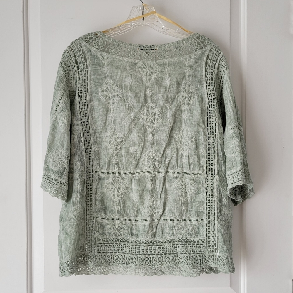 Crotchet Oversized Boho Lace Kimono Sleeve Blouse - Picture 4 of 6